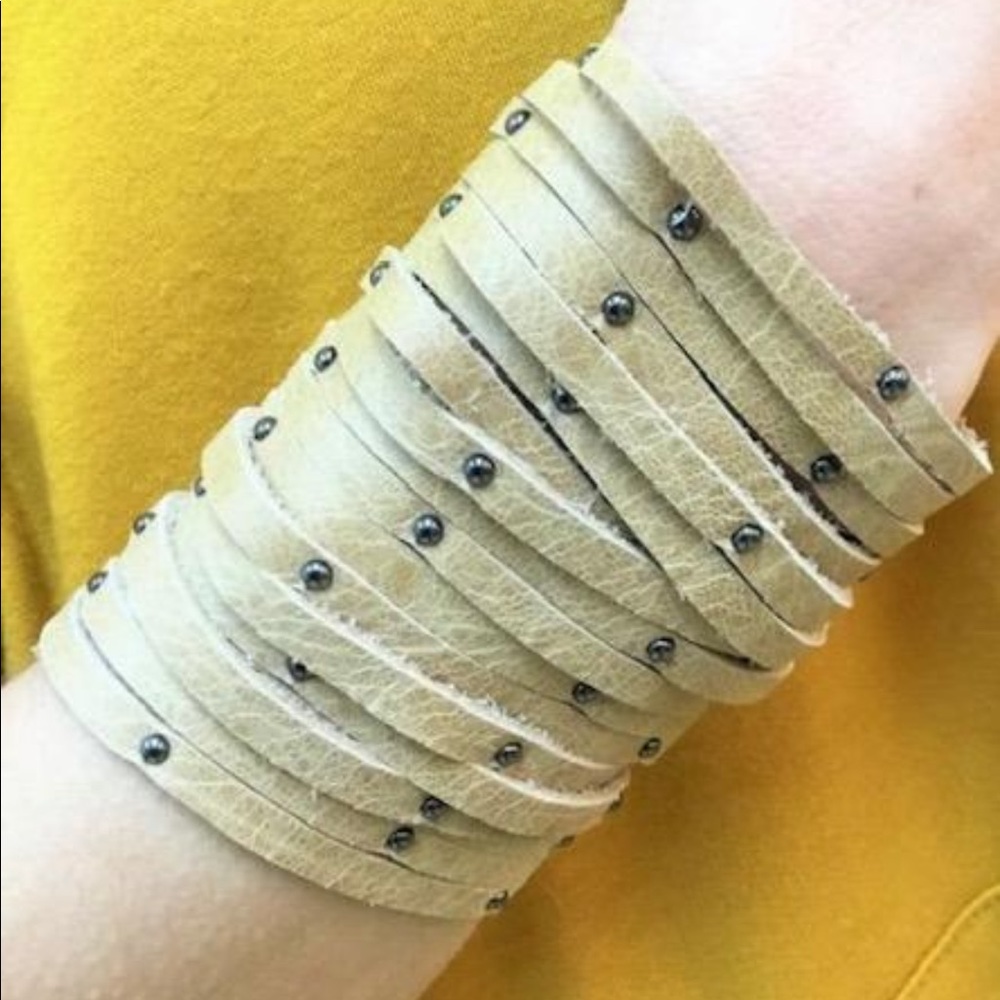 Studded Cuff Bracelet - Mocha